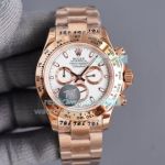 Replica Rolex Cosmograph Daytona Rose Gold Watch White Dial 40MM For Men